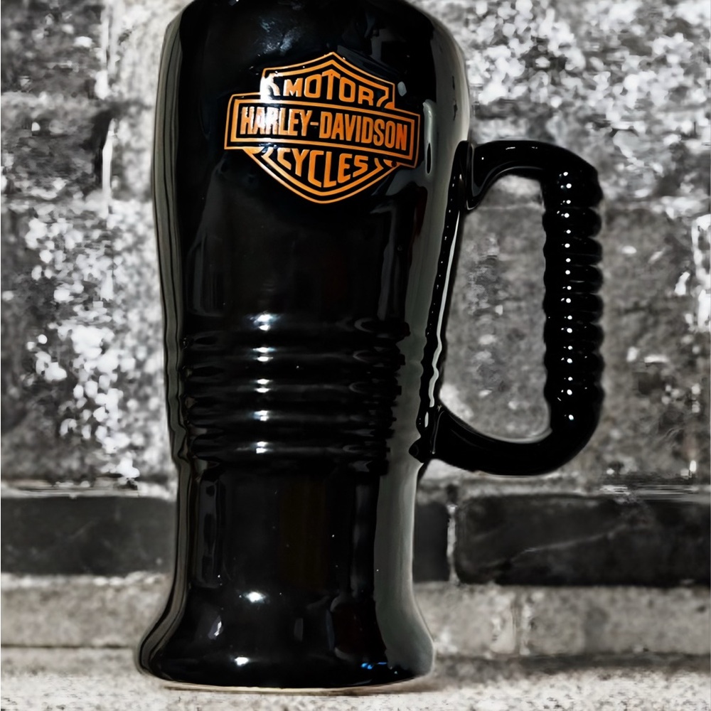 Harley-Davidson Ceramic Shot Glass – Black Stein Style with Handle - Picture 2 of 2